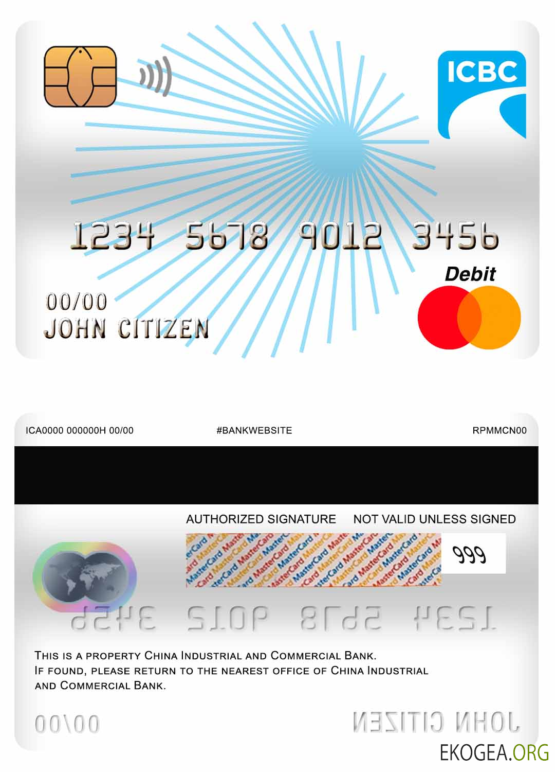 Carte de débit principale de la Banque industrielle et commerciale de Chine